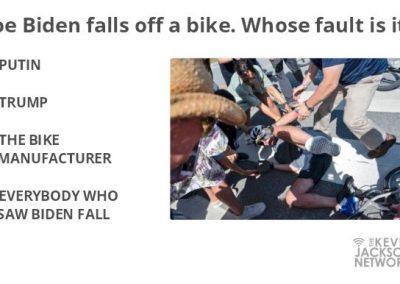 Meme - Pop Quiz - Whose Fault is Biden Falling off a Bike - TJKN