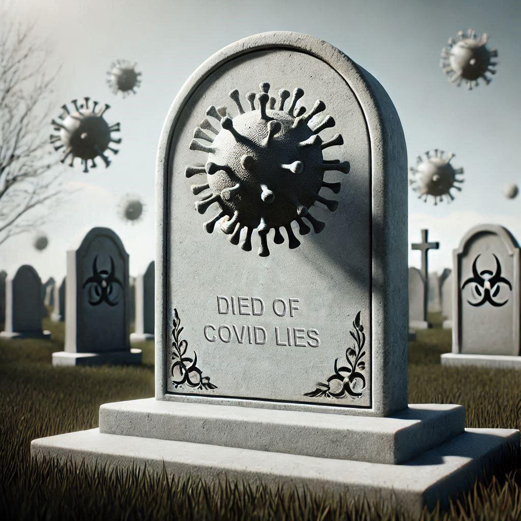 a blank tombstone with a covid virus engraved at the top