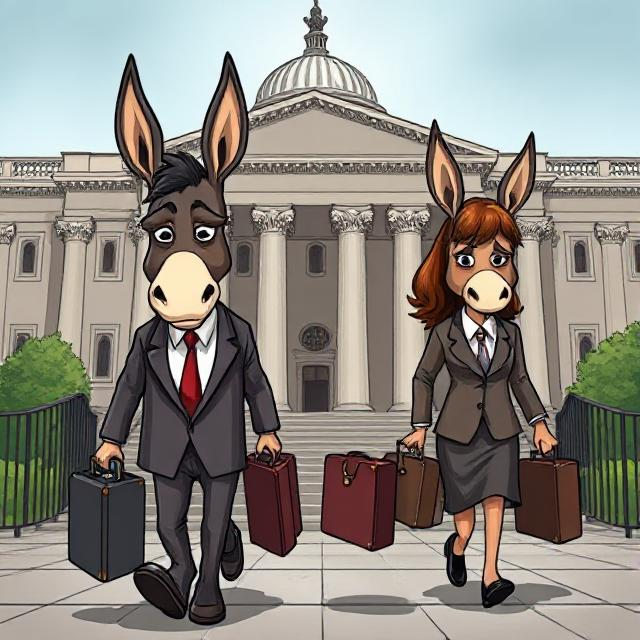 donkeys with suitcases